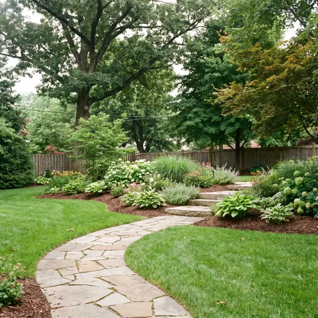 Beautifully landscaped backyard