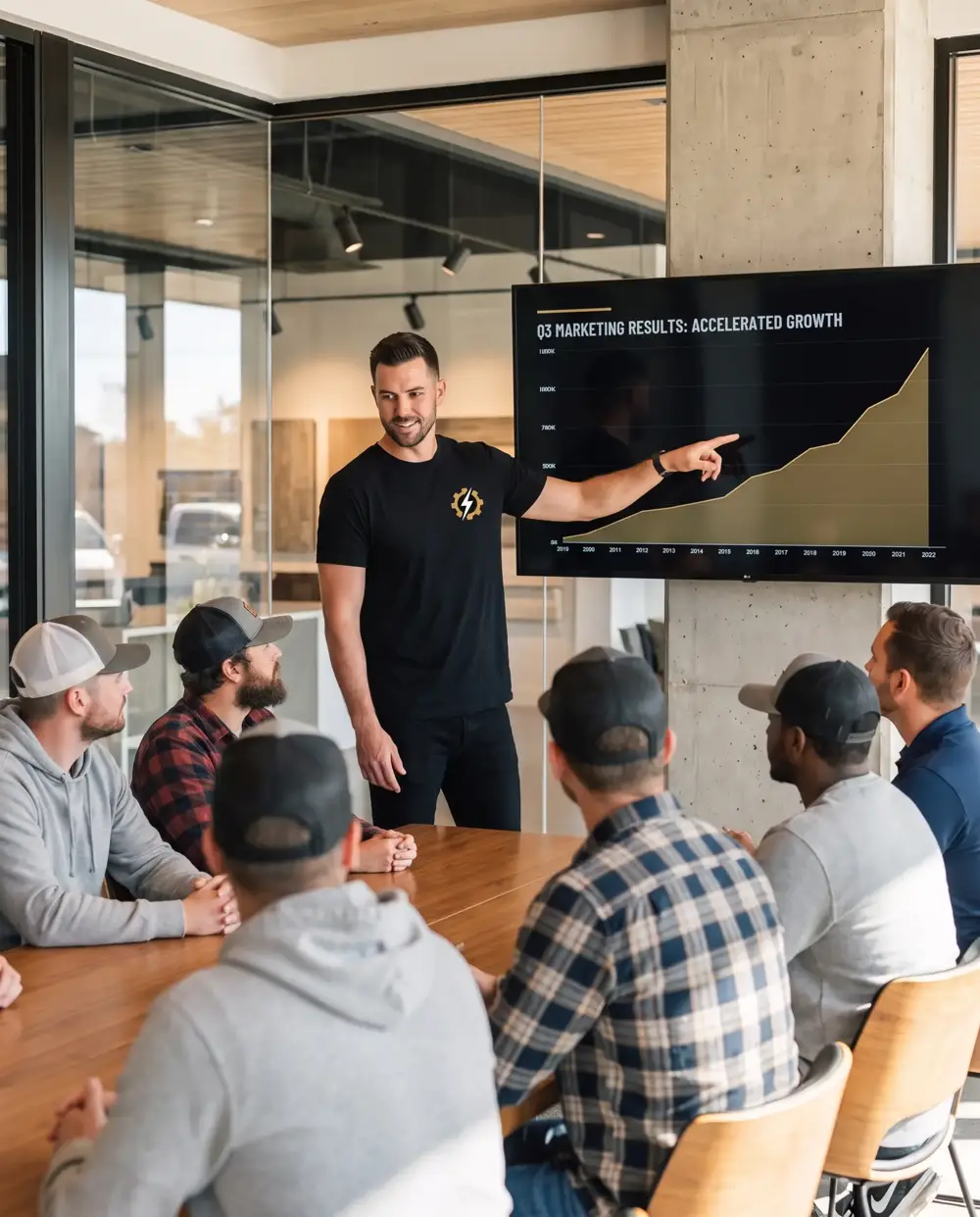 The Contractor Growth System team reviewing campaigns with clients